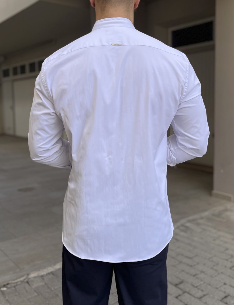 Ben Tailor ανδρικό λευκό πουκάμισο με μάο γιακά 0589W φωτογραφία